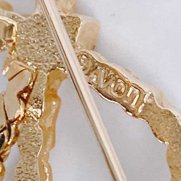 Vintage Signed Avon Clear Marquise Rhinestone Bow Brooch Gold Tone Ribbon Pin - Picture 7 of 8